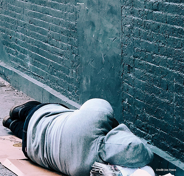 Homeless person sleeping